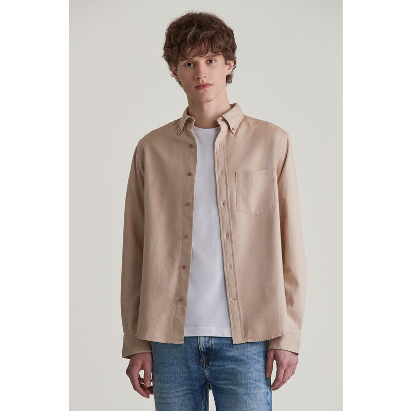 KOŠEĽA GANT REG HERRINGBONE FLANNEL SHIRT CARAMEL BEIGE 58225152