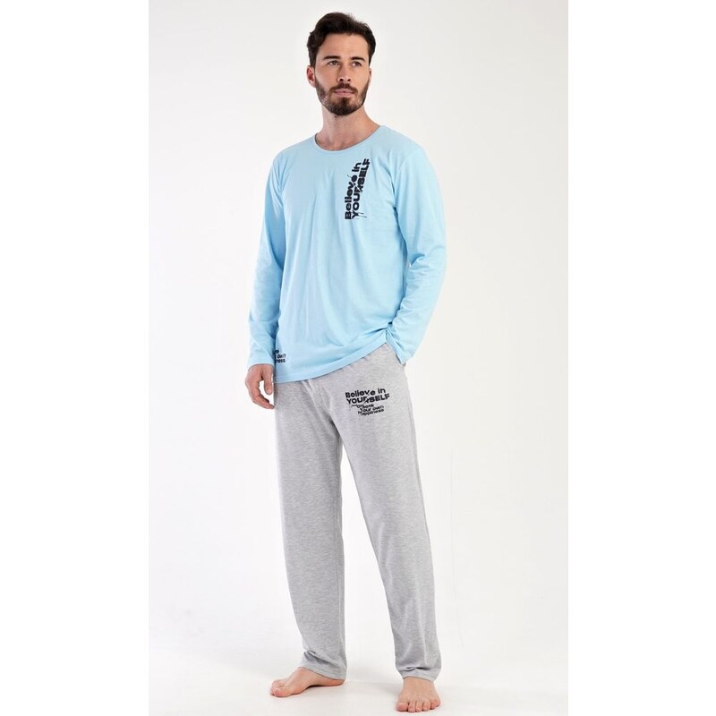 Modré dlhé pánske pyžamo Henry 58248880