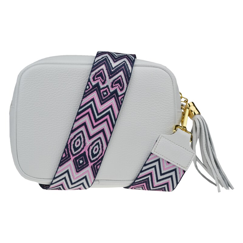 Biela kožená talianska crossbody kabelka Bala Bianca s prídavným 58235639