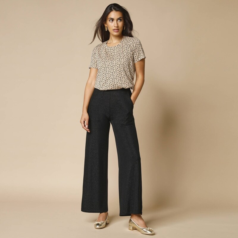 Široké nohavice z trblietavého úpletu čierna 036 Blancheporte 58234551