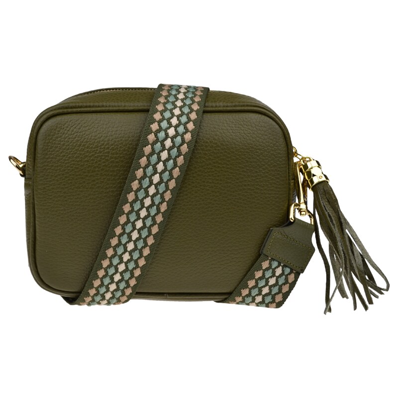 Zelená kožená talianska crossbody kabelka Bala Verde Scura s prídavným 58235642