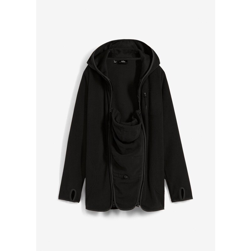 bonprix Materská flísová bunda/bunda na nosenie detí, farba čierna 44971271