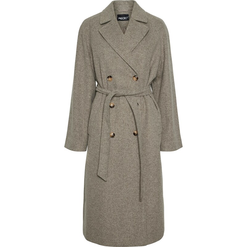 PIECES Prechodný kabát PCMarbel hnedá melírovaná 59020040