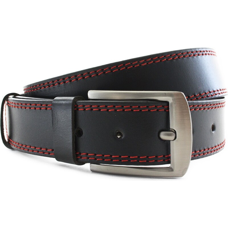 Arwel Čierny kožený pánsky opasok s dvojitým šitím 66426954