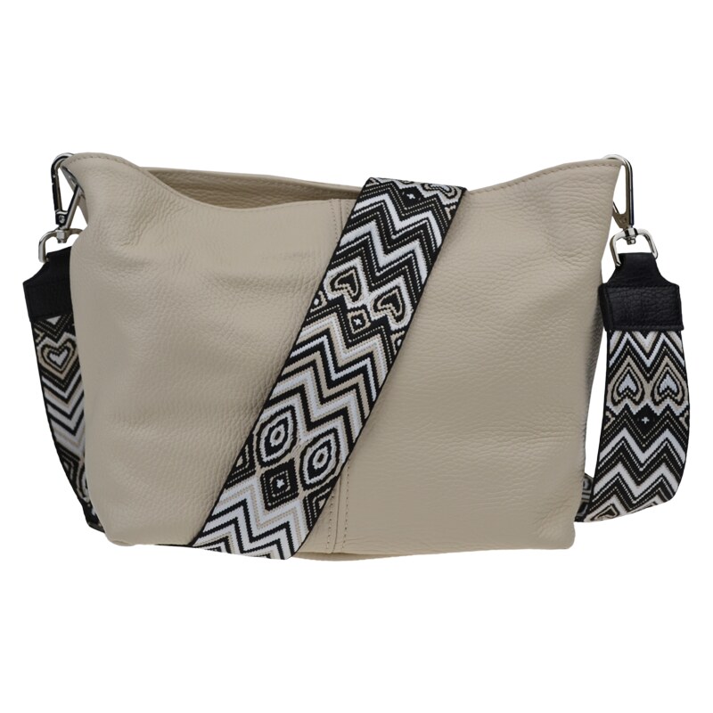 Béžová kožená talianska crossbody kabelka Batilda Beige Crema s 58251226