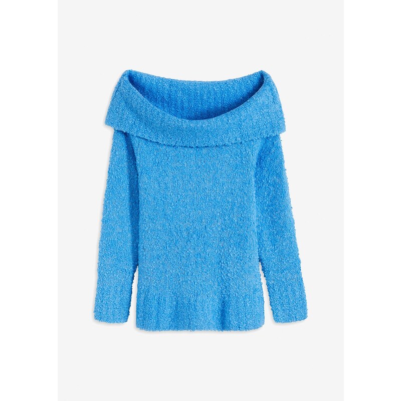 bonprix Pletený pulóver s odhalenými plecami, farba modrá 58256207