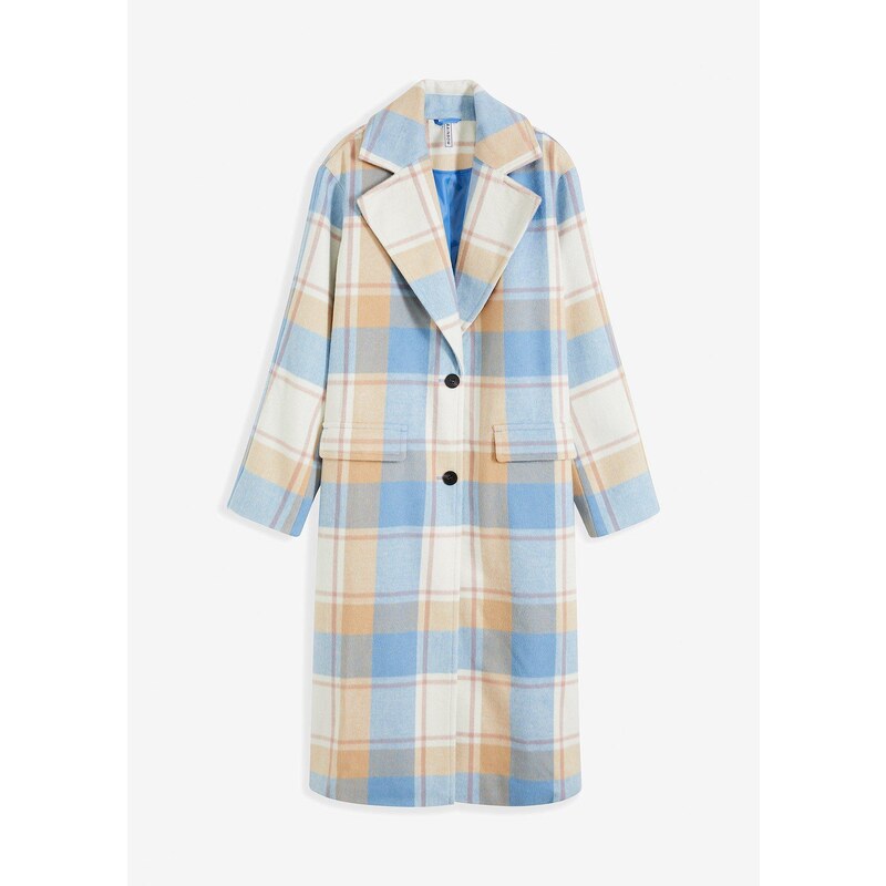 bonprix Oversize kabát vo vlnenom vzhľade, farba modrá 58256228