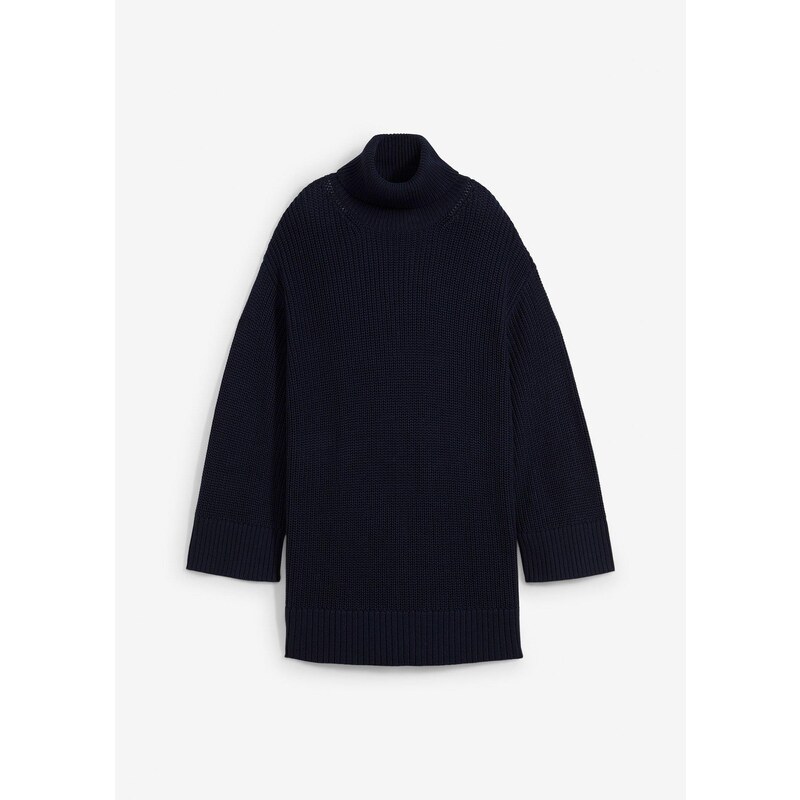 bonprix Oversize rolák z bavlneného mixu, farba modrá 58256247