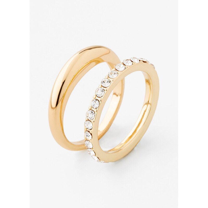 bonprix Prsteň so sklenenými krištáľovými kamienkami (2 ks v balení), 58256269