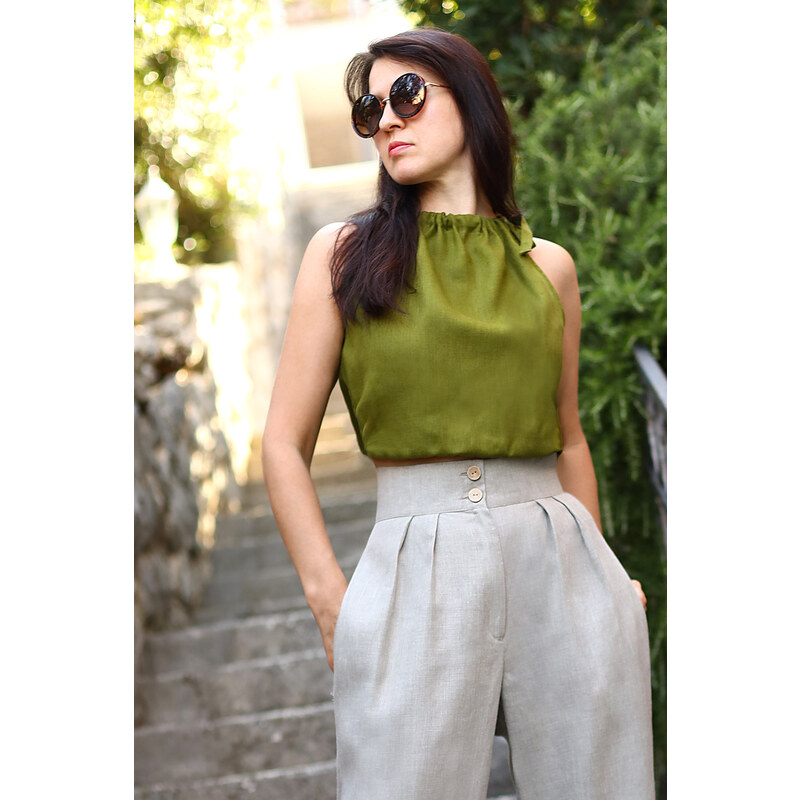 Lotika Tielko bez výstrihu zo 100% lanu 62311013