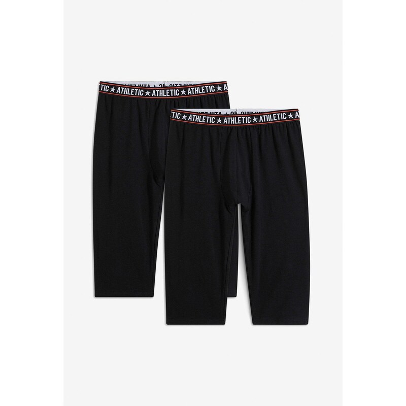 bonprix Dlhé spodky, 3/4 dĺžka s bavlnou (2 ks), farba čierna 58271626