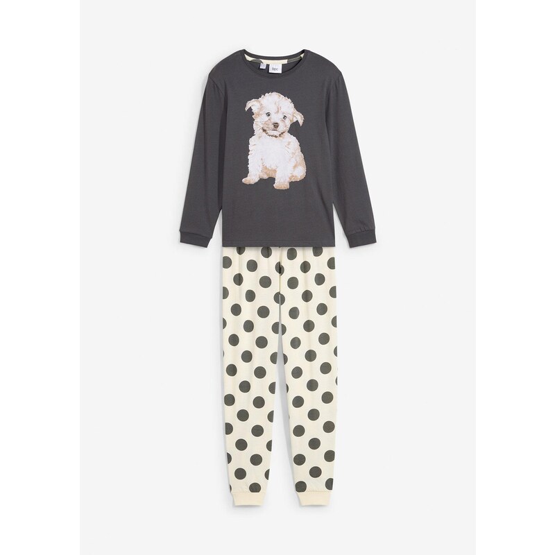 bonprix Pyžamo s bio bavlnou (2-dielne), farba šedá 58271643