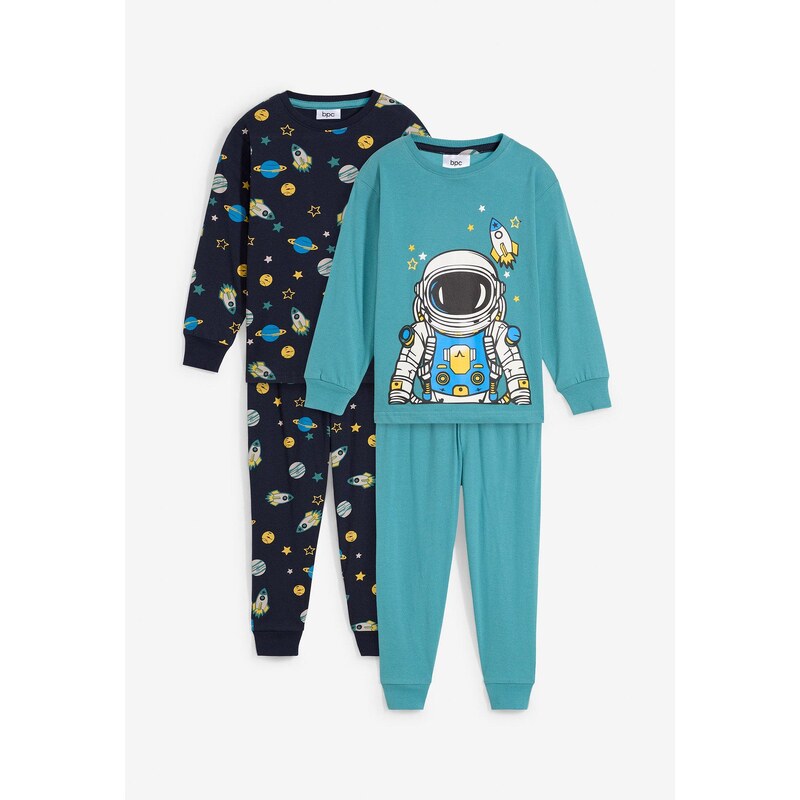 bonprix Pyžamo s bio bavlnou (4-dielne), farba modrá 58271646