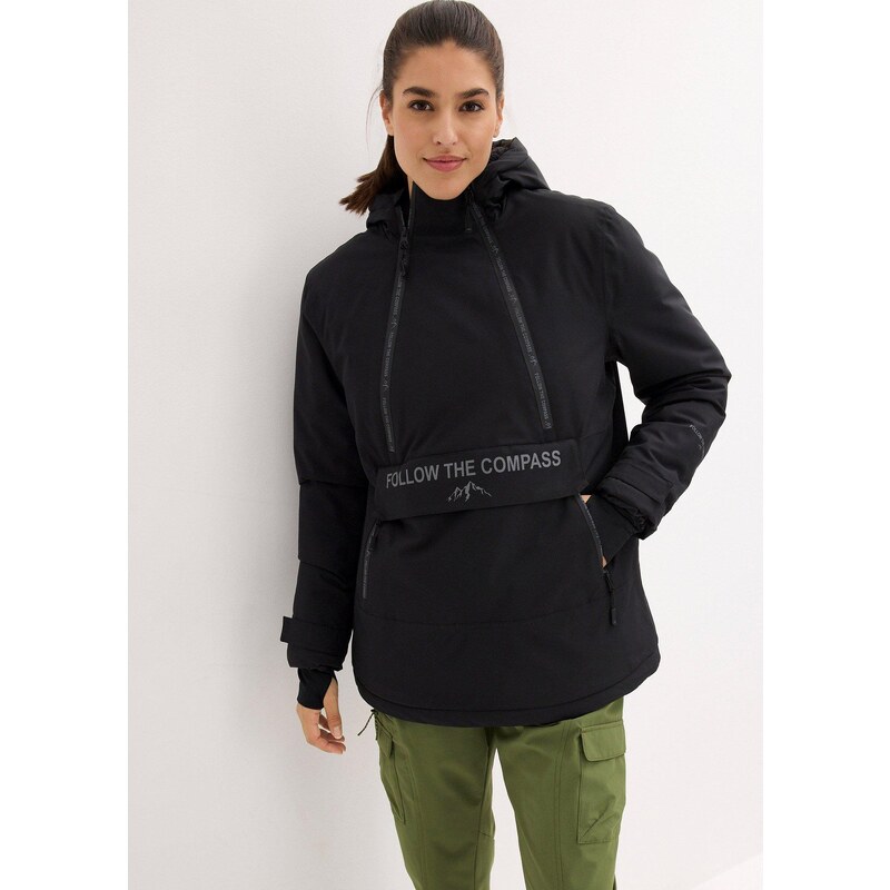 bonprix Funkčná bunda s flísovou podšívkou, nepremokavá, farba čierna 58271947