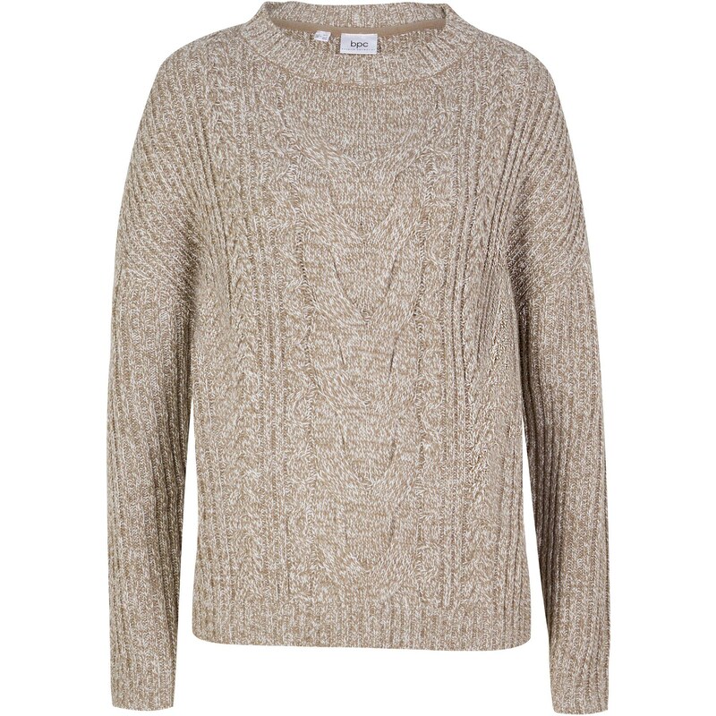 bonprix Pulóver s osmičkovým vzorom, farba béžová 45011250