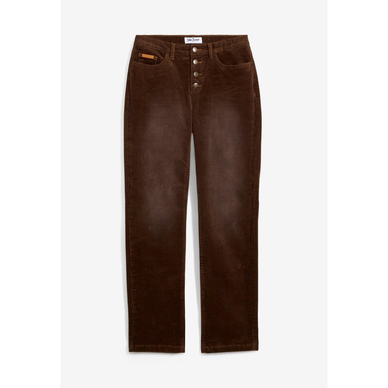 bonprix Strečové kordové nohavice, rovné, farba hnedá 58271753