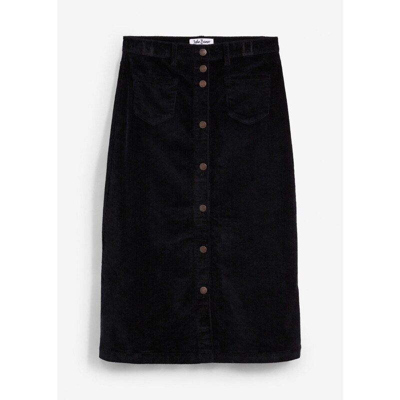 bonprix Kordová sukňa, strečová, s gombičkovou légou, midi dĺžka, 58271758