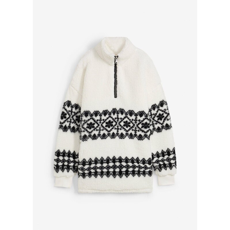 bonprix Kožušinková flísová mikina, farba biela 58272005