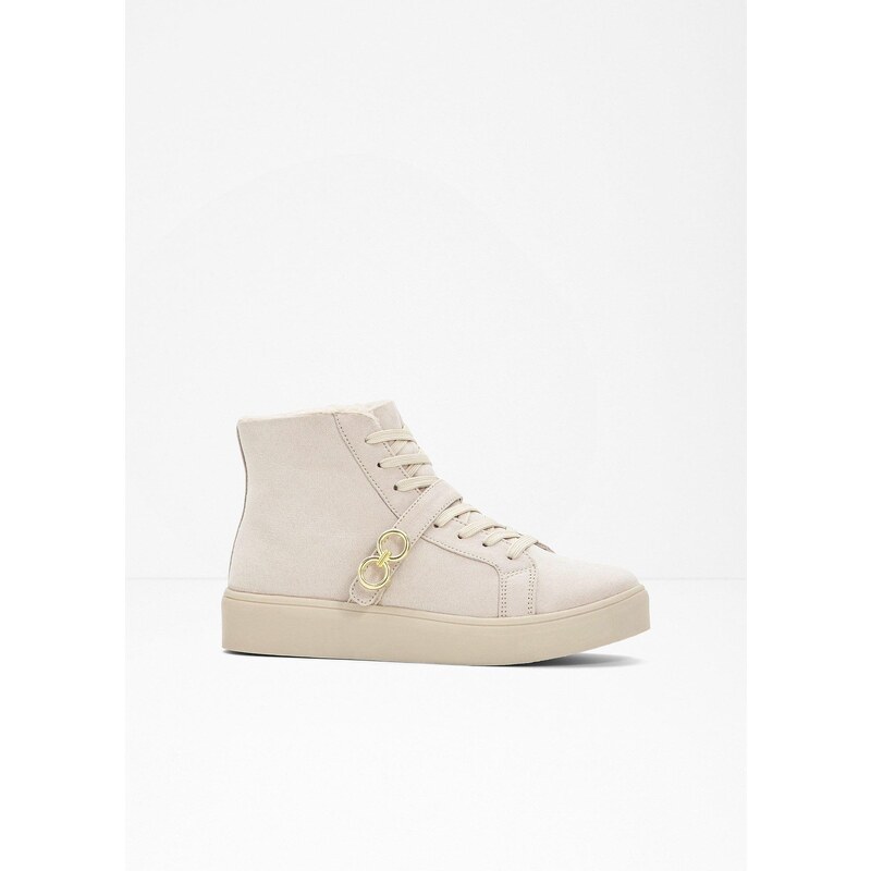 bonprix Šnurovacie čižmy, podšívané, farba béžová 58272084