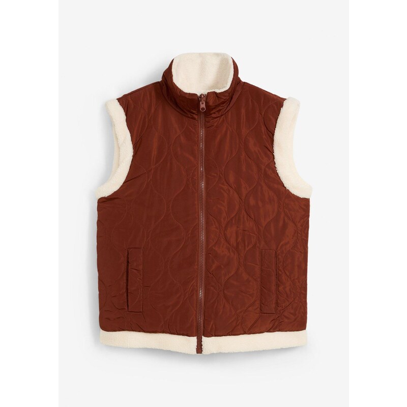 bonprix Obojstranná vesta z kožušinového plyšu, farba hnedá 58272171