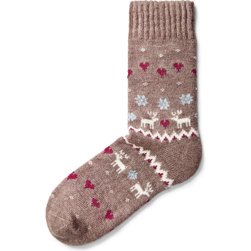 Vlnka Ponožky s ovčou vlnou Merino sobia láska hnedá 58396987