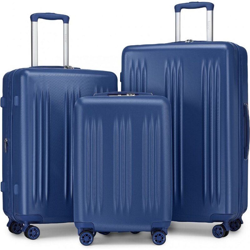 KONO Set kufrov - s prúžkami, rozšíriteľný o 20%, modrý 58278380