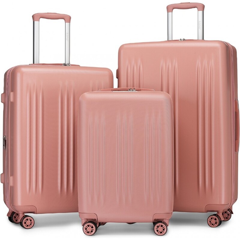 KONO Set kufrov - s prúžkami, rozšíriteľný o 20%, telový 58278379