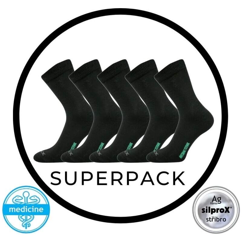 ZEUS SUPERPACK 5párů zdravotné antibakteriálne ponožky VoXX Čierna 35 32018437