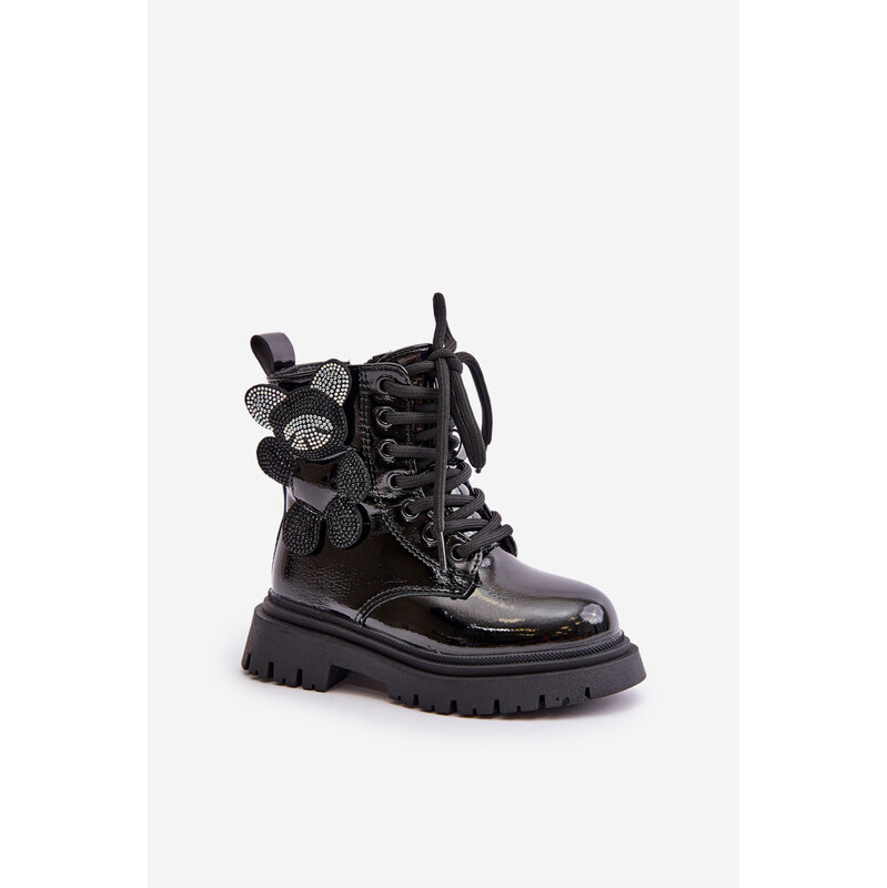 Boto Insulated girls ankle boots with fur on zip lacquered black 58357232