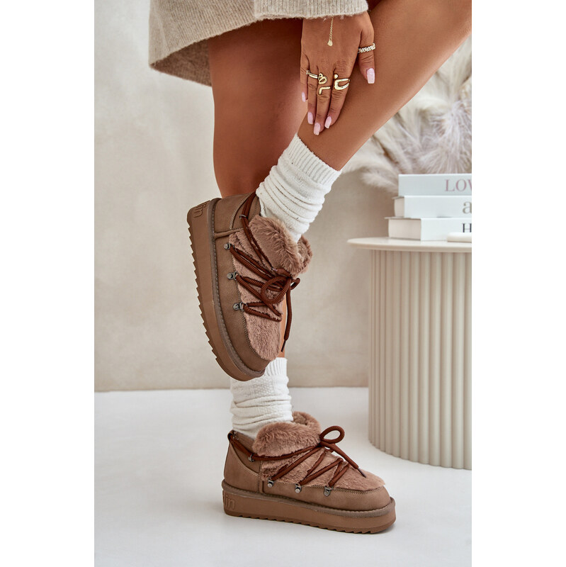 Low platform snow boots with fur D.Franklin brown 59905347