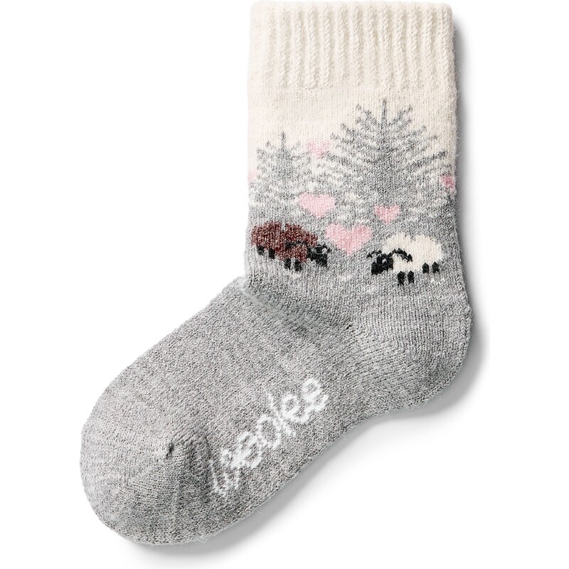 Vlnka Detské ponožky s ovčou vlnou Merino láska šedá veľkost deti 25 58396994