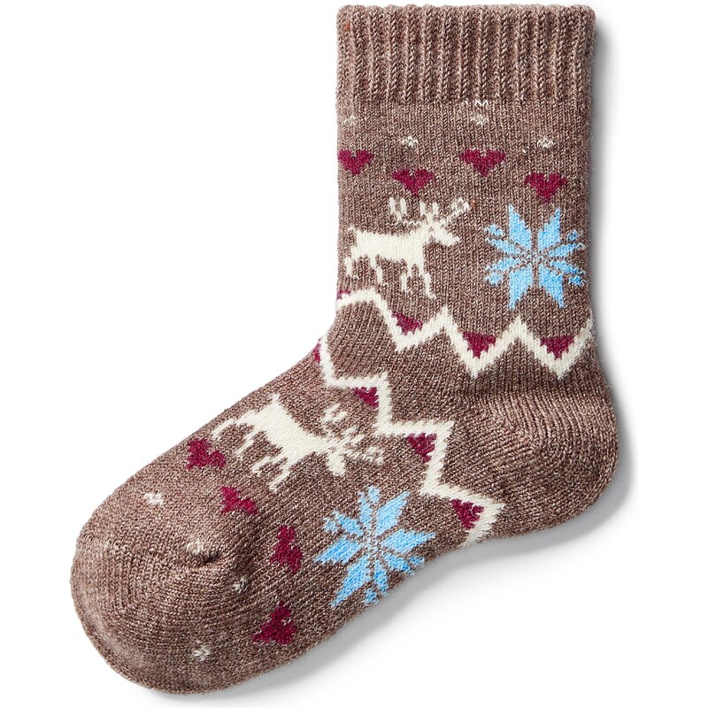 Vlnka Detské ponožky s ovčou vlnou Merino sobia láska hnedá veľkost 58396996
