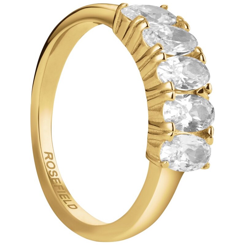 Pozlátený oceľový prsteň Rosefield so zirkónmi 64843930