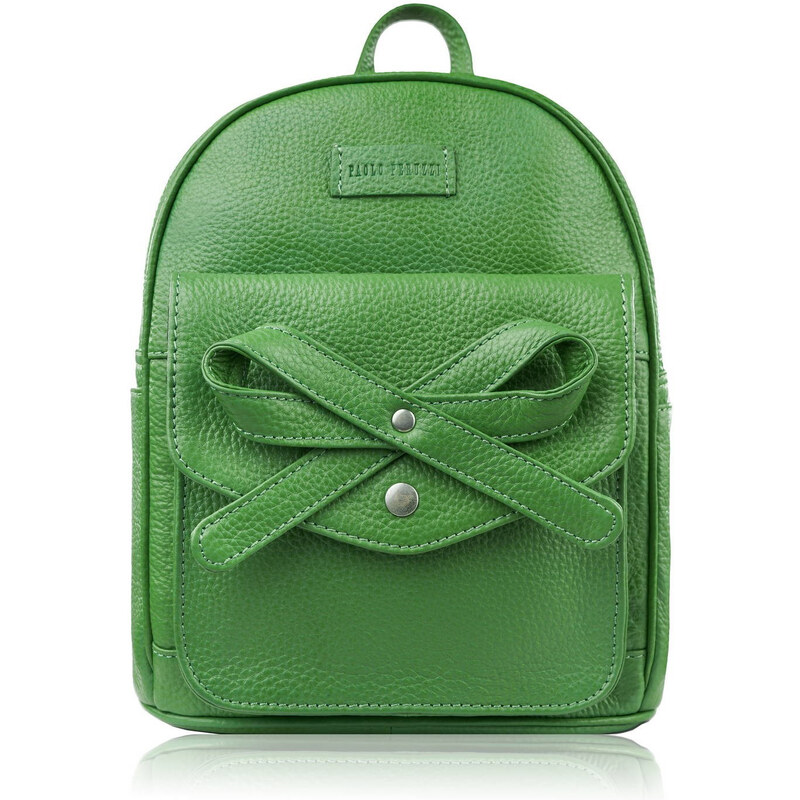 Paolo Peruzzi Dámsky kožený batoh s mašľou | zelená T-71-GR 58184617