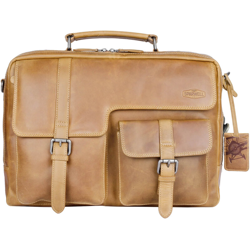 Pánska kožená pracovná aktovka Sparwell Karraro - koňak 58297918