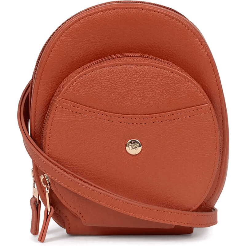 Dámska kožená kabelka na mobil a doklady Hexagona Maura - oranžová 58297943