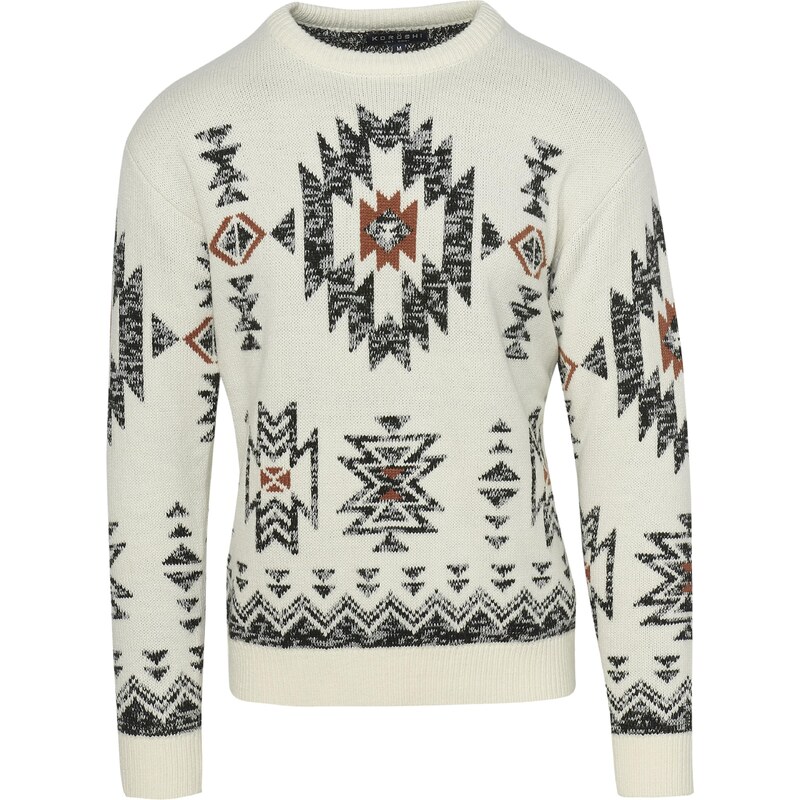 KOROSHI Sveter hnedá / čierna / šedobiela 58306114