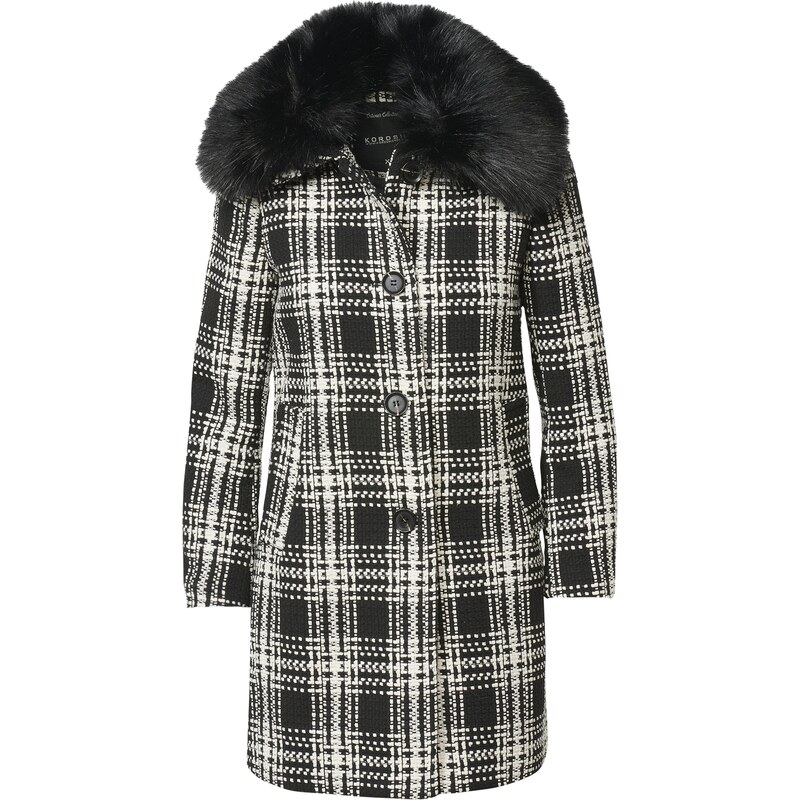 KOROSHI Zimný kabát čierna / biela 58306177