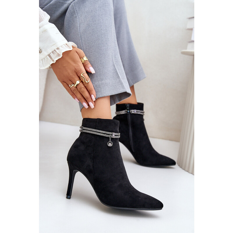 Insulated ankle boots with stiletto heel with decorative strap Eco 59906128