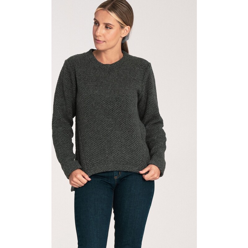 FIGL Dámsky tmavosivý asymetrický sveter M1044 dark grey 58321571
