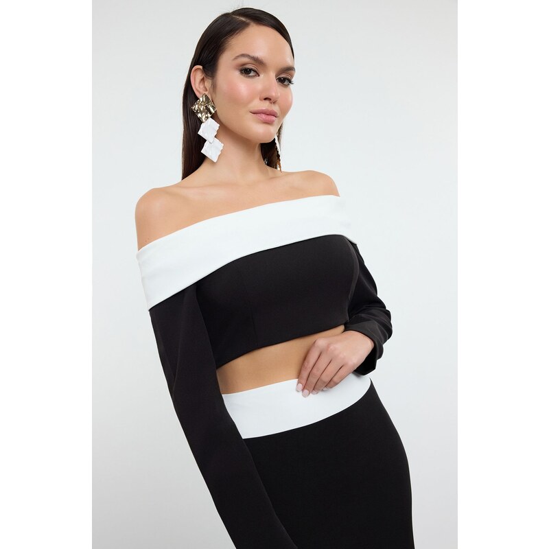 Trendyol Black and White Knitting Upper-Lower Team TPRSS25AU00001 58314953