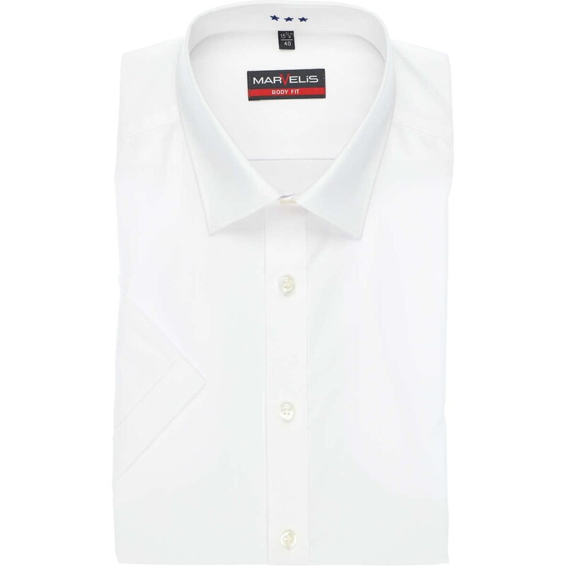 Marvelis Body Fit pánska košeľa krátky rukáv 100% popelín biela 58321283