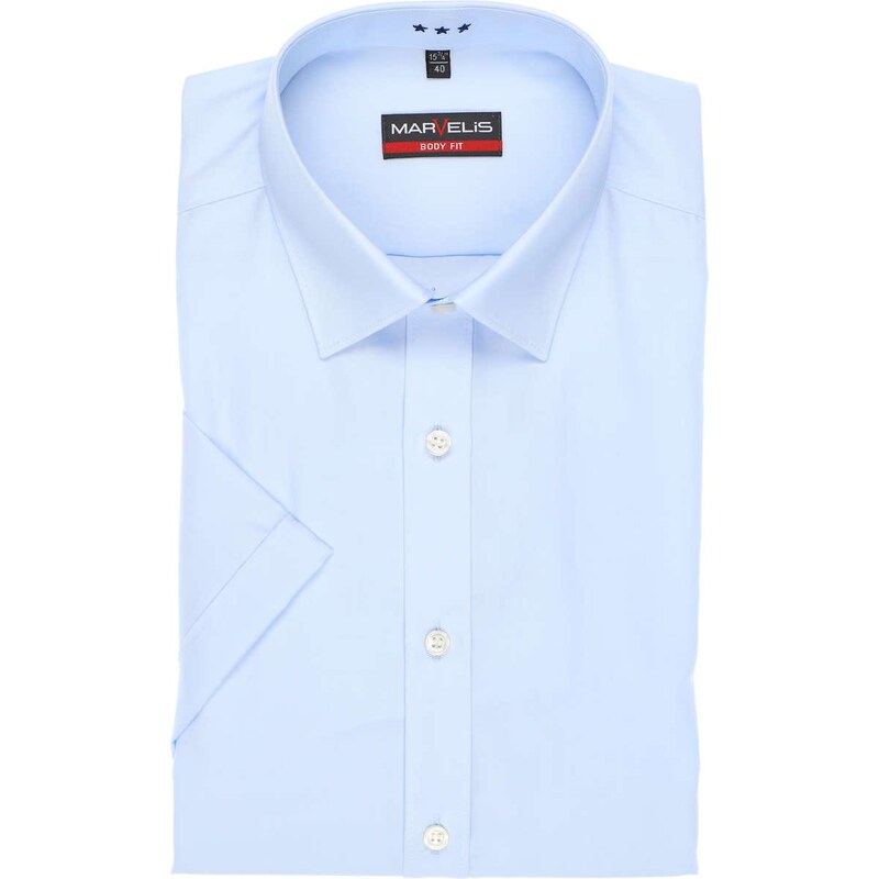 Marvelis Body Fit pánska košeľa krátky rukáv 100% popelín modrá 58321285