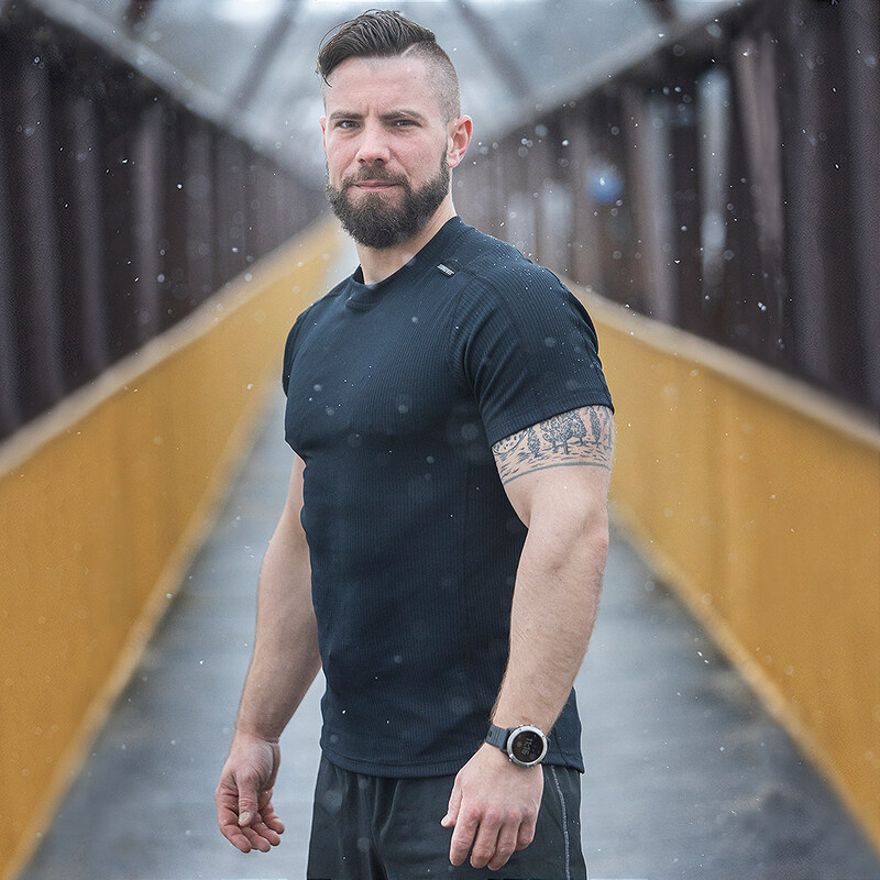 TERMOVEL Čierne pánske funkčné tričko s krátkym rukávom 58321529