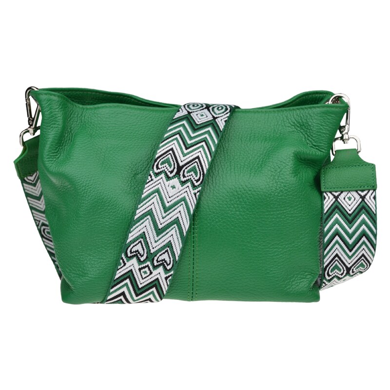 Zelená kožená talianska crossbody kabelka Batilda Verde s prídavným 58353929