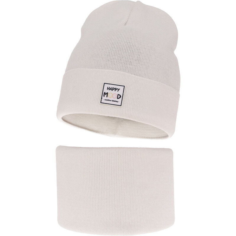 AGBO Jesenný/jarný dievčenský set: čiapka a tunel bílý Mersila 58357087