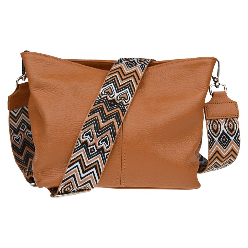 Camel kožená talianska crossbody kabelka Batilda Camel Scura s 58353930