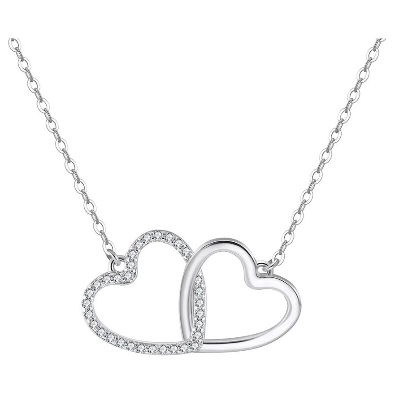 MAJYA Strieborná retiazka s príveskom DOUBLE HEART 11225 64582187