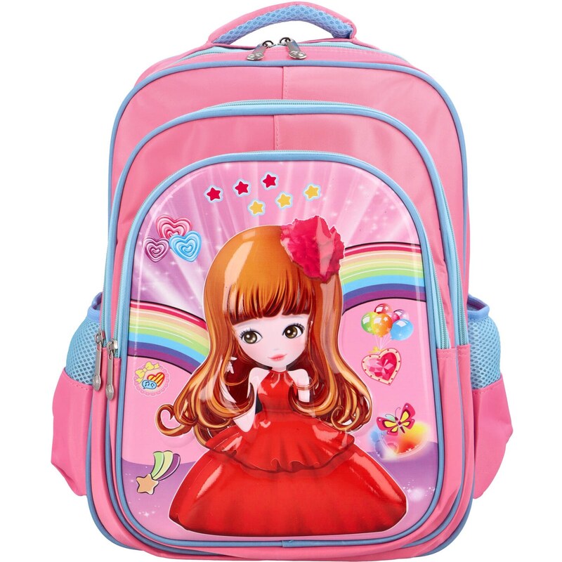 NEW BERRY Detský látkový školský plecniak Princezna s kvetinou, svetlo 66563109