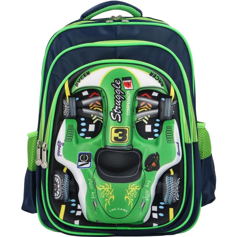 NEW BERRY Detský látkový školský plecniak Formule, zelená 66563113